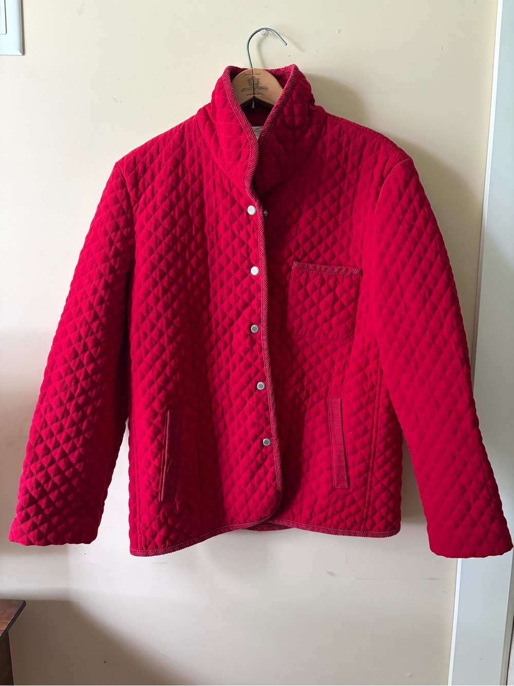 Talbots Quilted Bright Red Snap-Front Puffer Jacket